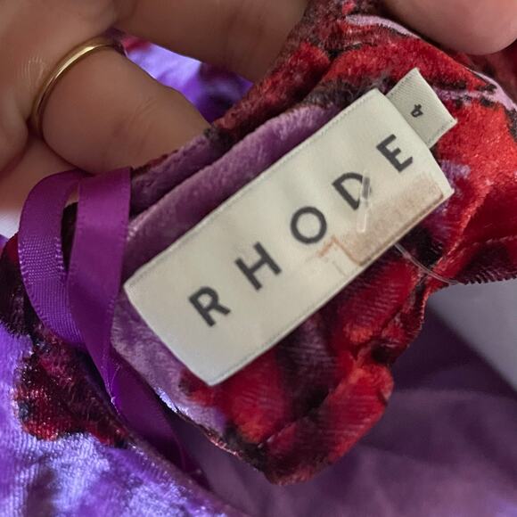 Rhode Jemima Dress in Camellia Vine Crocus Size 4 Velvet Midi - Picture 7 of 7